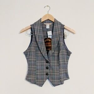 NWT Heat Wave Vintage Plaid Sleeveless Vest